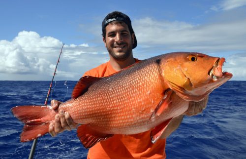 Carpe rouge par Nicolas en pêche a l'appât - www.rodfishingclub.com - Ile Rodrigues - Maurice - Océan Indien