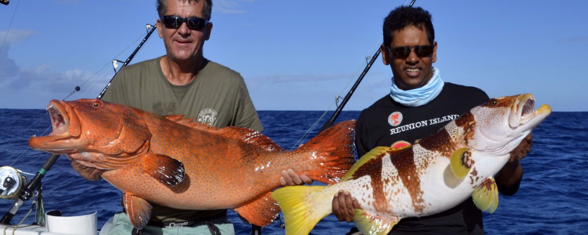 Double strike of grouper on jigging - www.rodfishingclub.com - Rodrigues - Mauritius - Indian Ocean