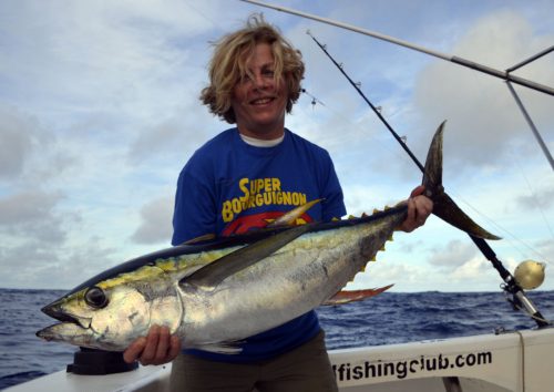 Thon jaune en pêche a la traîne pour Christine - www.rodfishingclub.com - Rodrigues - Maurice - Océan Indien