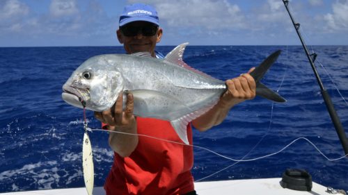 Carangue ignobilis en pêche au jig - www.rodfishingclub.com - Rodrigues - Maurice - Océan Indien