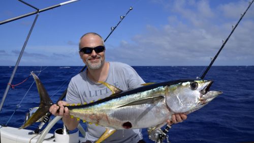 Thon jaune en pêche a la traîne par Jérôme - www.rodfishingclub.com - Rodrigues - Maurice - Océan Indien