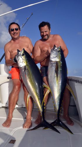 Double strike of good yellowfin tuna on trolling - www.rodfishingclub.com - Rodrigues - Mauritius - Indian Ocean