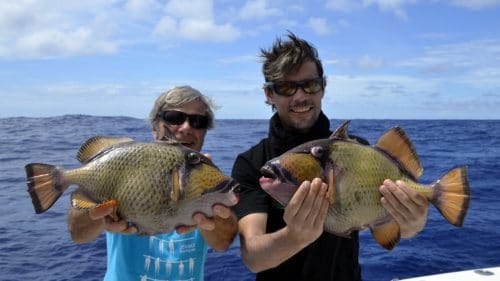 Balistes en peche a l appat - www.rodfishingclub.com - Rodrigues - Maurice - Océan Indien