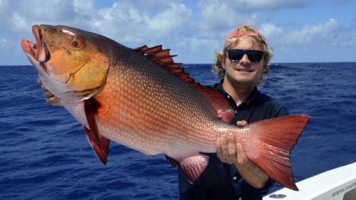 Carpe rouge en pêche a l'appât par Arthur - www.rodfishingclub.com - Rodrigues - Maurice - Océan Indien