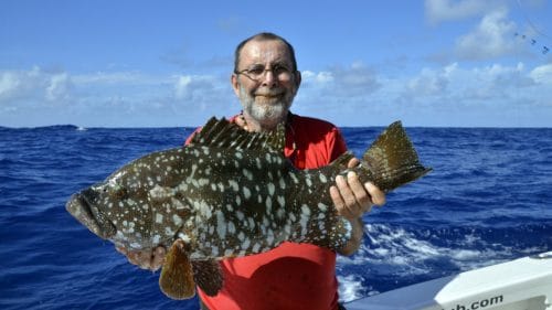 Mérou plate en peche au jig par Pascal - www.rodfishingclub.com - Rodrigues - Maurice - Océan Indien