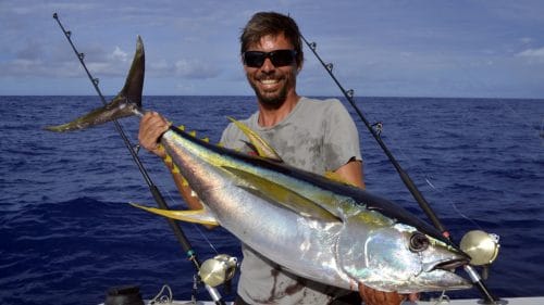 Yellowfin tuna on trolling by Romain - www.rodfishingclub.com - Rodrigues - Mauritius - Indian Ocean