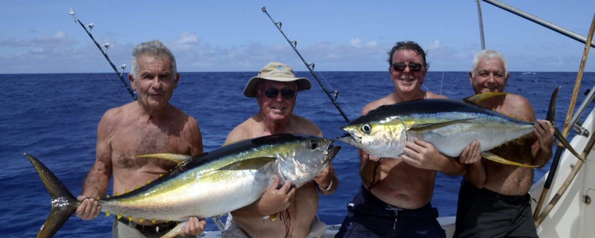 Beaux thons jaunes en peche a la traine - www.rodfishingclub.com - Rodrigues - Maurice - Ocean Indien
