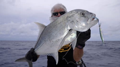 Carangue ignobilis en peche au jig - www.rodfishingclub.com - Rodrigues - Maurice - Ocean Indien