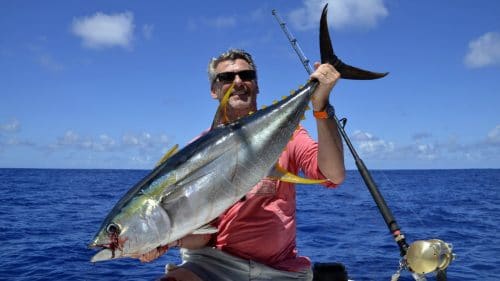 Thon jaune en peche a la traine par JP - www.rodfishingclub.com - Rodrigues - Maurice - Océan Indien