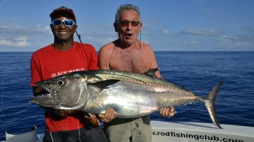 thon dents de chien de 35kg en peche a la traine sur Rapala X Rap - www.rodfishingclub.com - Rodrigues - Maurice - Ocean Indien