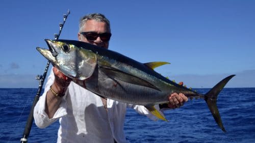 Yellowfin tuna on trolling by Pat - www.rodfishingclub.com - Rodrigues - Mauritius - Indian Ocean