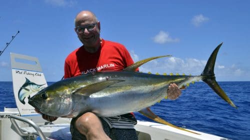 Thon jaune 35kg en peche a la traine - www.rodfishingclub.com - Rodrigues - Maurice - Océan Indien