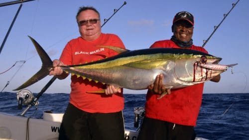 Yellowfin tuna of 35 kg on trolling on a rapala X Rap - www.rodfishingclub.com - Rodrigues - Mauritius - Indian Ocean