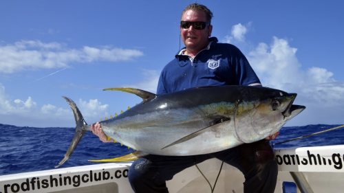 Gros thon jaune en peche a la traine par Bruno - www.rodfishingclub.com - Rodrigues - Maurice - Océan Indien