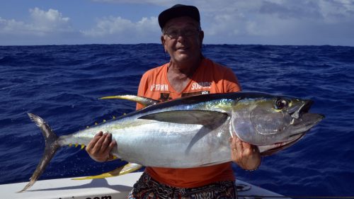 Thon jaune en peche a la traine par Momo - www.rodfishingclub.com - Rodrigues - Maurice - Océan Indien